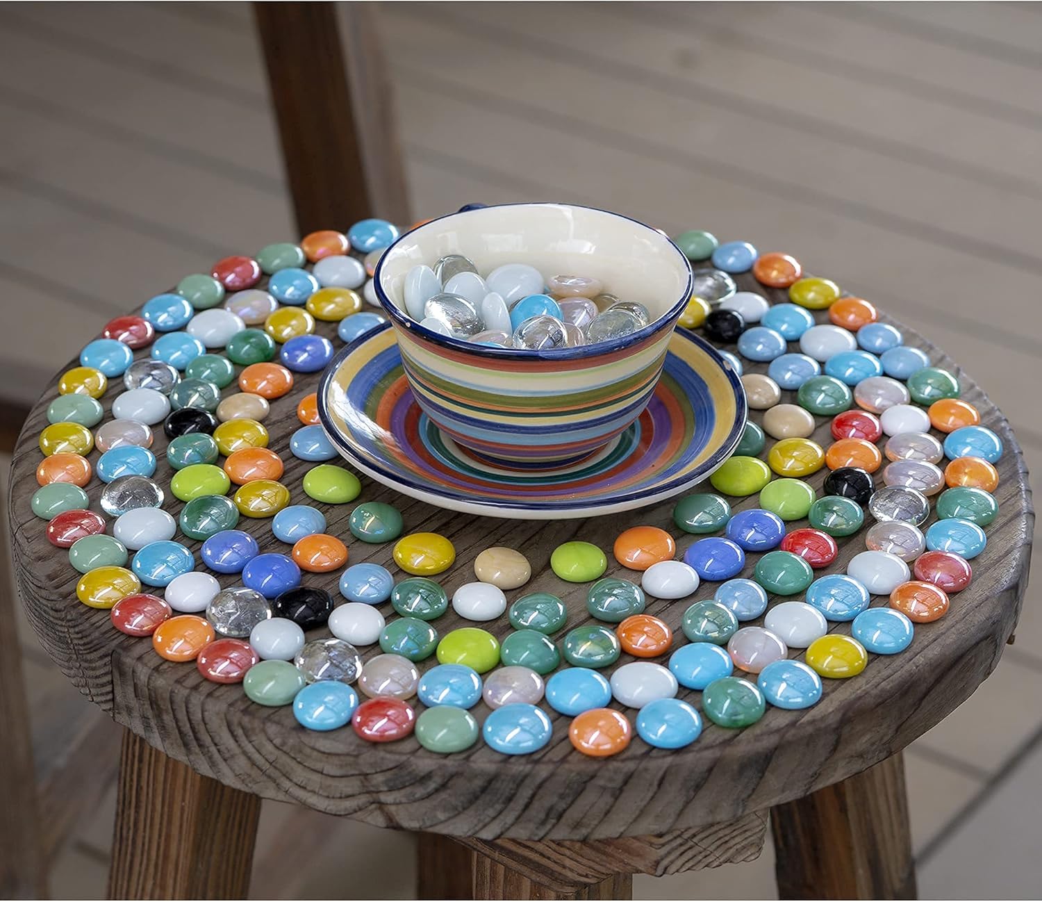 1 LB Decorative Porcelain Solid Color Glass Gems Mosaic Stones,Flat Back Marbles for Bowl Vase Fillers,DIY Arts Crafts,Board Game,Garden Landscape,Fish Tank,Outdoor Coffee Table Decor(16 OZ)