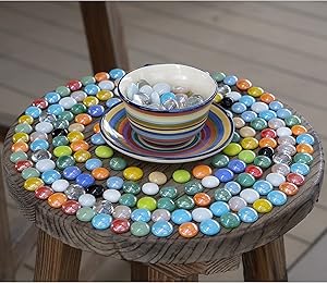 1 LB Decorative Porcelain Solid Color Glass Gems Mosaic Stones,Flat Back Marbles for Bowl Vase Fillers,DIY Arts Crafts,Board Game,Garden Landscape,Fish Tank,Outdoor Coffee Table Decor(16 OZ)