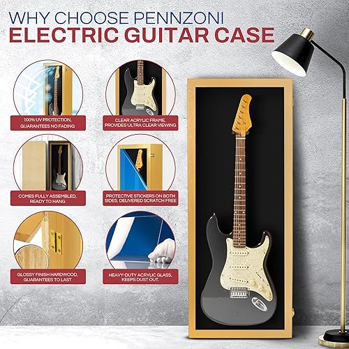 Miniatura 155 de PENNZONI Vitrina para guitarra eléctrica, estuche acrílico para guitarra eléctrica, soporte de pared, estuche de pared para guitarra hecha de marco