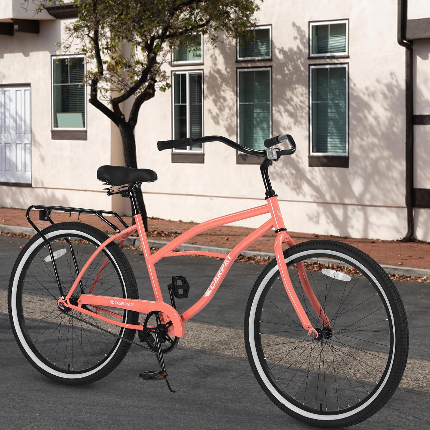 S26204 26 Inch Beach Cruiser Bike for Men and Women, Steel Frame, Single Speed Drivetrain, Upright Comfortable Rides, Multiple Colors
