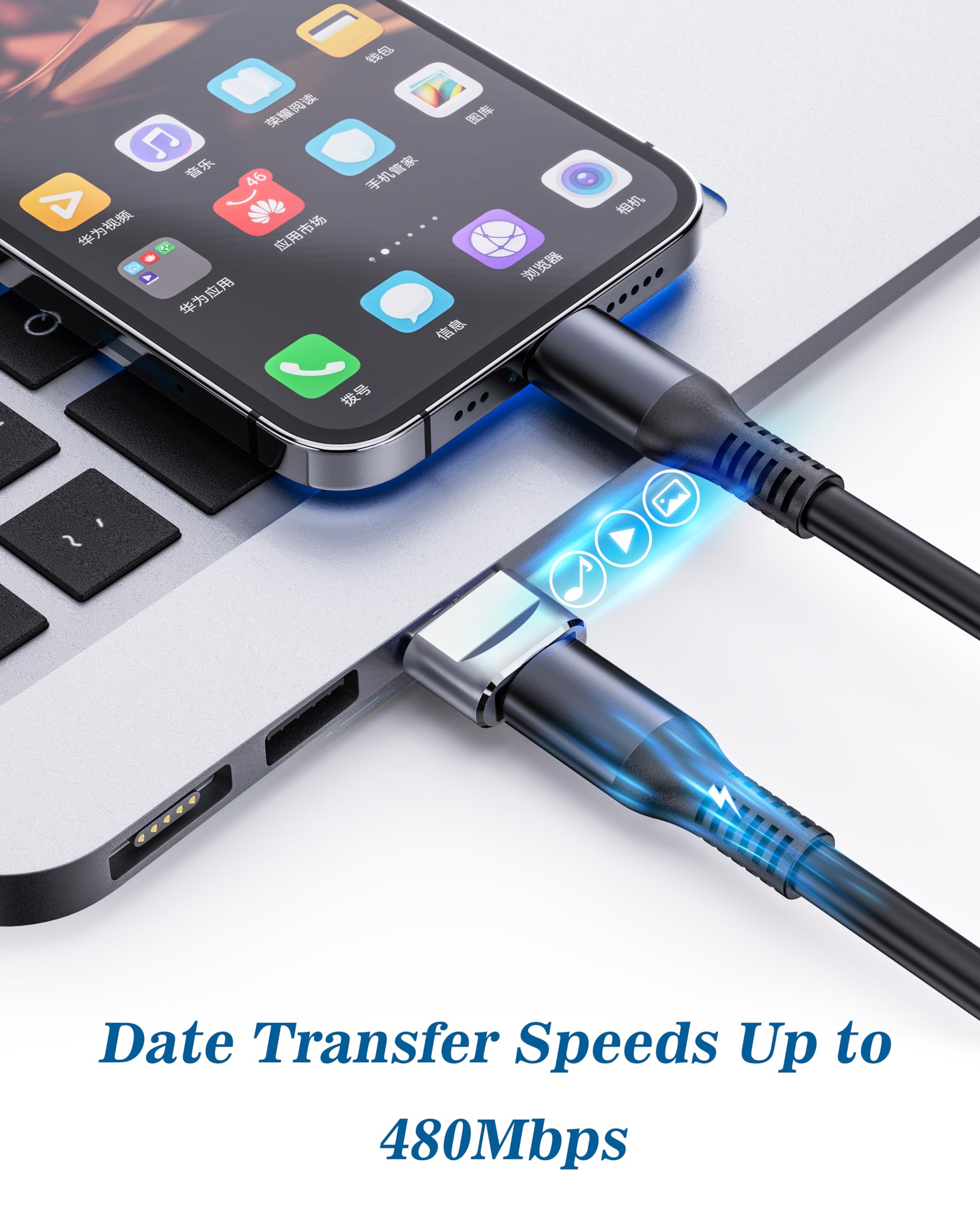USB-auf-USB-C-Adapter, 4 Stück, USB-C-Buchse auf A-Stecker, Ladegerät, Typ-C-Konverter für Apple Watch Ultra iWatch 7, 8 SE, iPhone 14, 13, 12, 15 Pro Plus Max Mini, AirPods, iPad Air, Samsung Galaxy