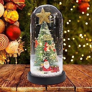 FIDEMM クリスマススノードーム ミニクリスマスツリー 卓上クリスマスツリー LEDライト 電池式 ガラスドーム スノードーム クリスマス飾り クリスマスプレゼント クリスマスギフト 卓上 置物 ギフト おしゃれ キラキラ オーナメント クリスマス雰囲気作り 記念日 メリークリスマス お祝いに クリスマス ミュージカル ライトチェンジ オルゴール ホーム 用 サンタスノーボール
