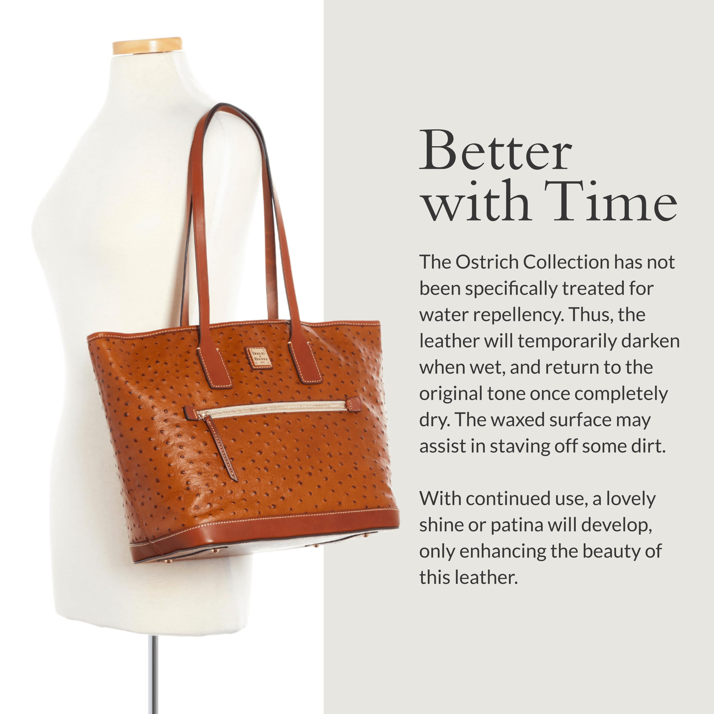 Dooney & Bourke Tote Bags for Women, Large Ostrich Leather Tote Bag with Zipper Pockets & Long Shoulder Strap