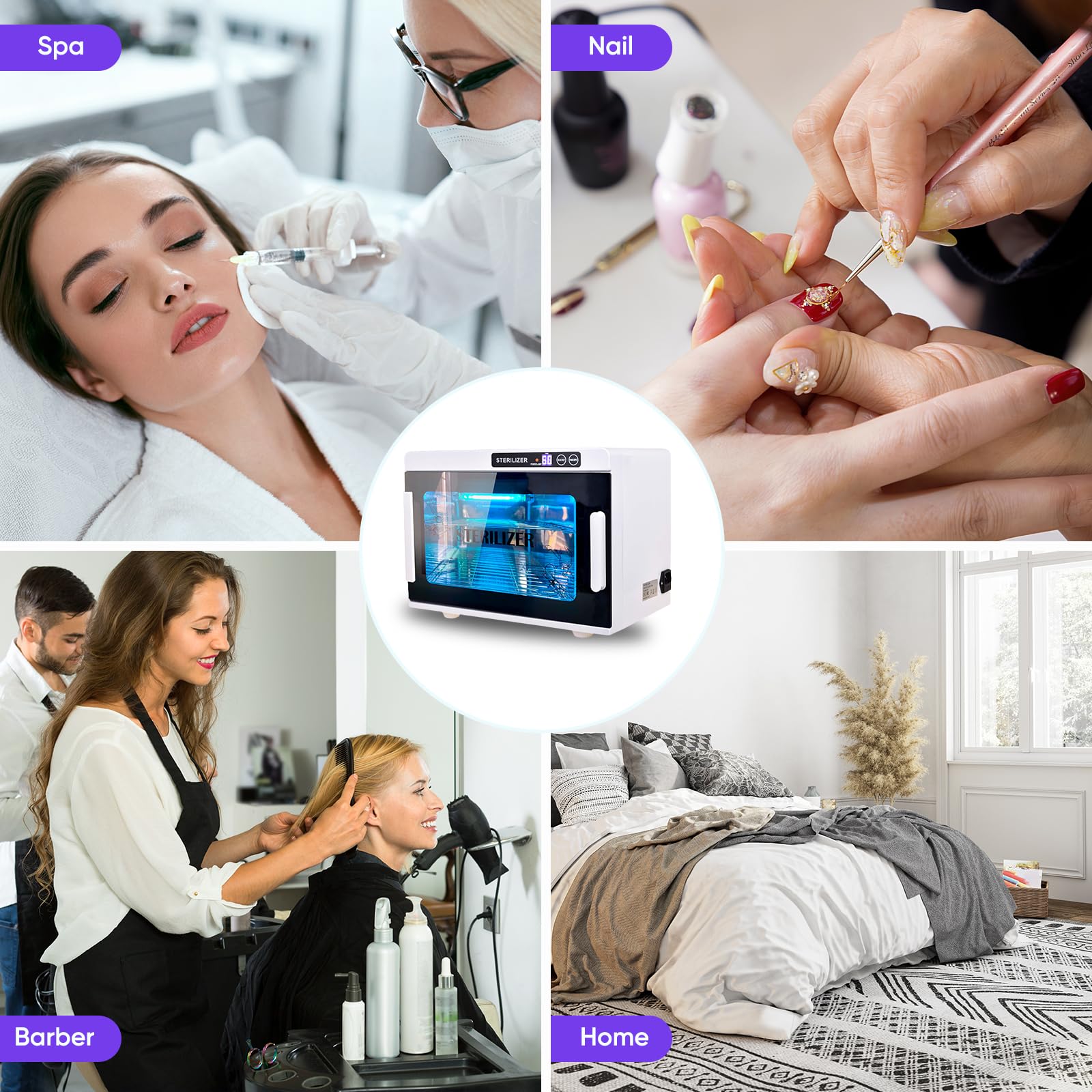 Esterilizador UV,esterilizador manicura de 12L,desinfectante maquina barberia con ajuste de temporizador táctil,esterilizador de luz LED UV para uso en casa,salones de uñas,salón de belleza