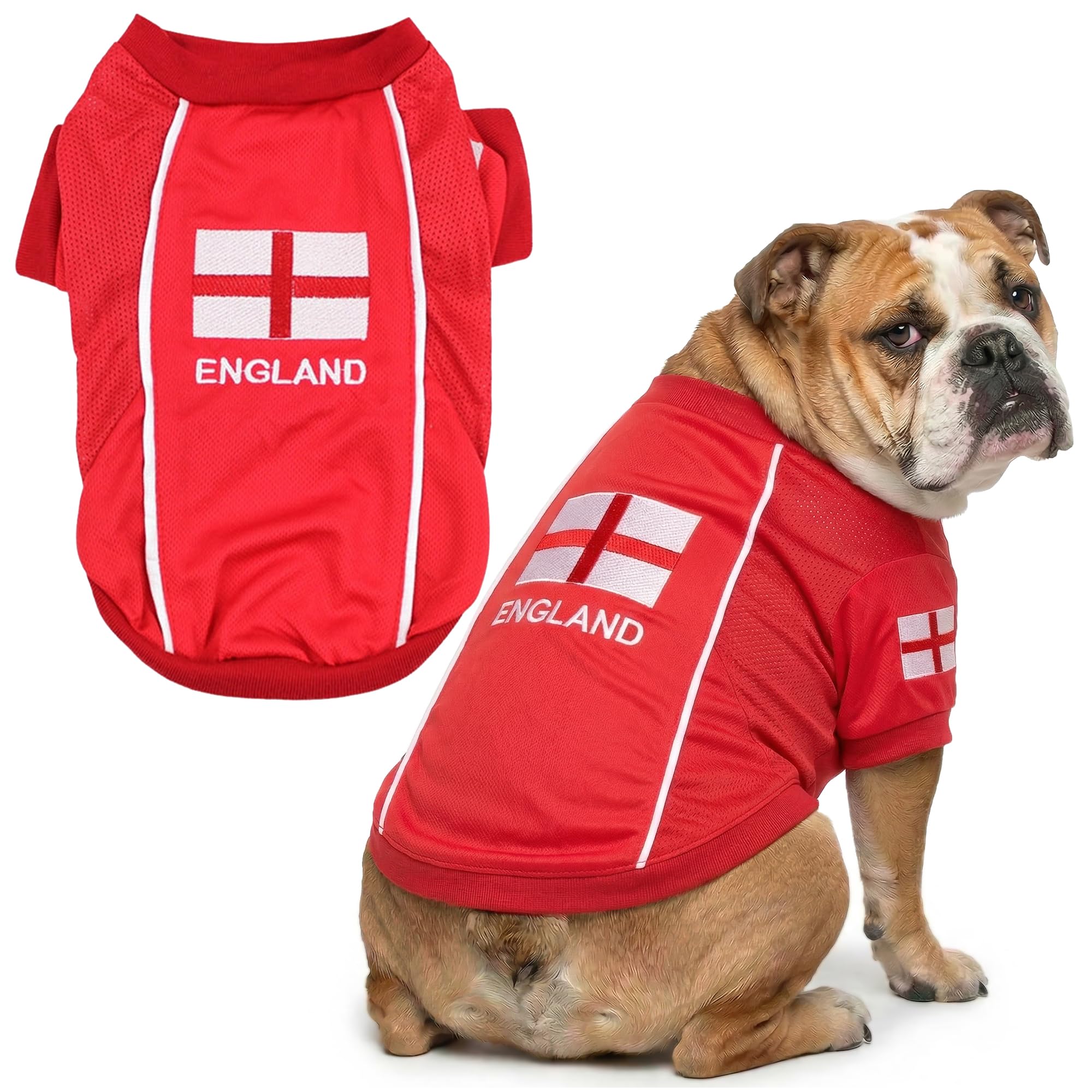 Parisian Pet Dog Team England Jersey Soccer Olympic Small to Medium Dogs and Cats, 3XL
