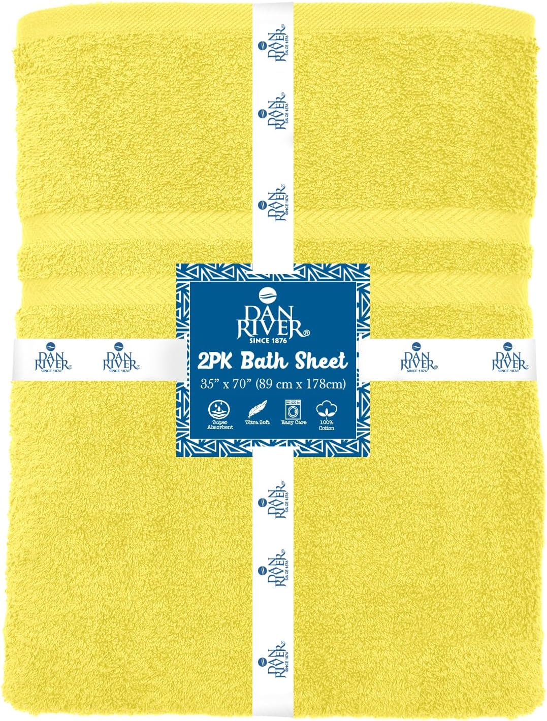DAN RIVER 3-Piece Towel Set: 1 Oversized Bath Sheet (40x80 Inches) & 2 Bath Sheets (35x70 Inches), 550 GSM - Orange n Yellow