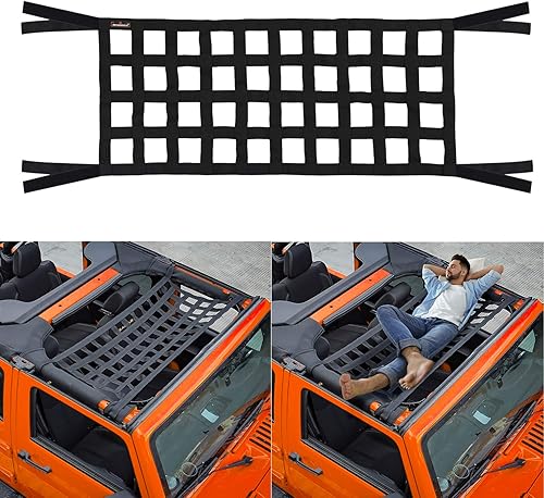 Miniatura 8 de Seven Sparta Red de malla para techo de automóvil, compatible con Jeep Gladiator JT y Jeep Wrangler YJ, TJ, JK, JKU, JL, JLU 1987-2024 de 4 puertas
