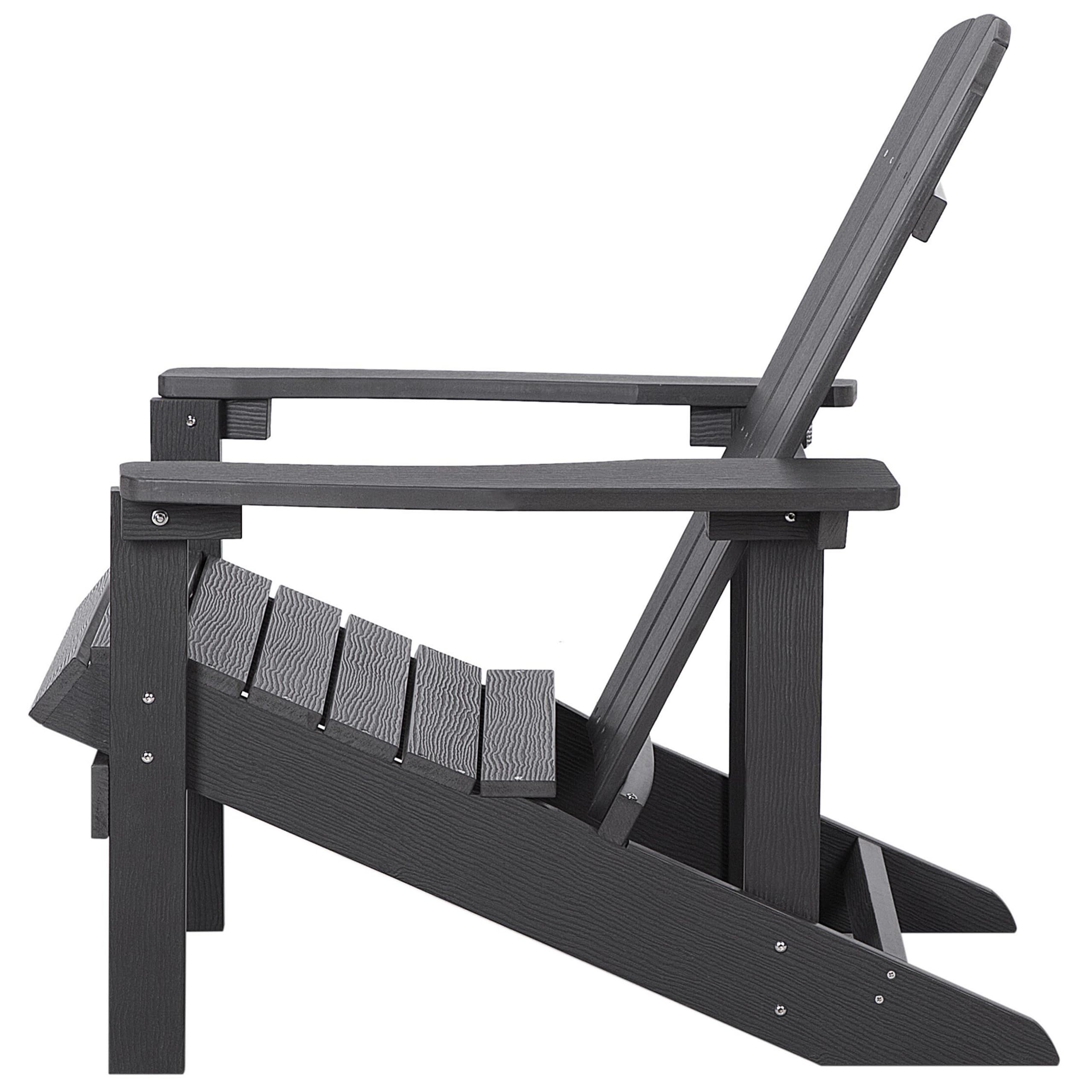 Beliani Silla de jardín Gris Oscuro de Madera sintética con reposapiés Resistente a la Intemperie Estilo Moderno Adirondack