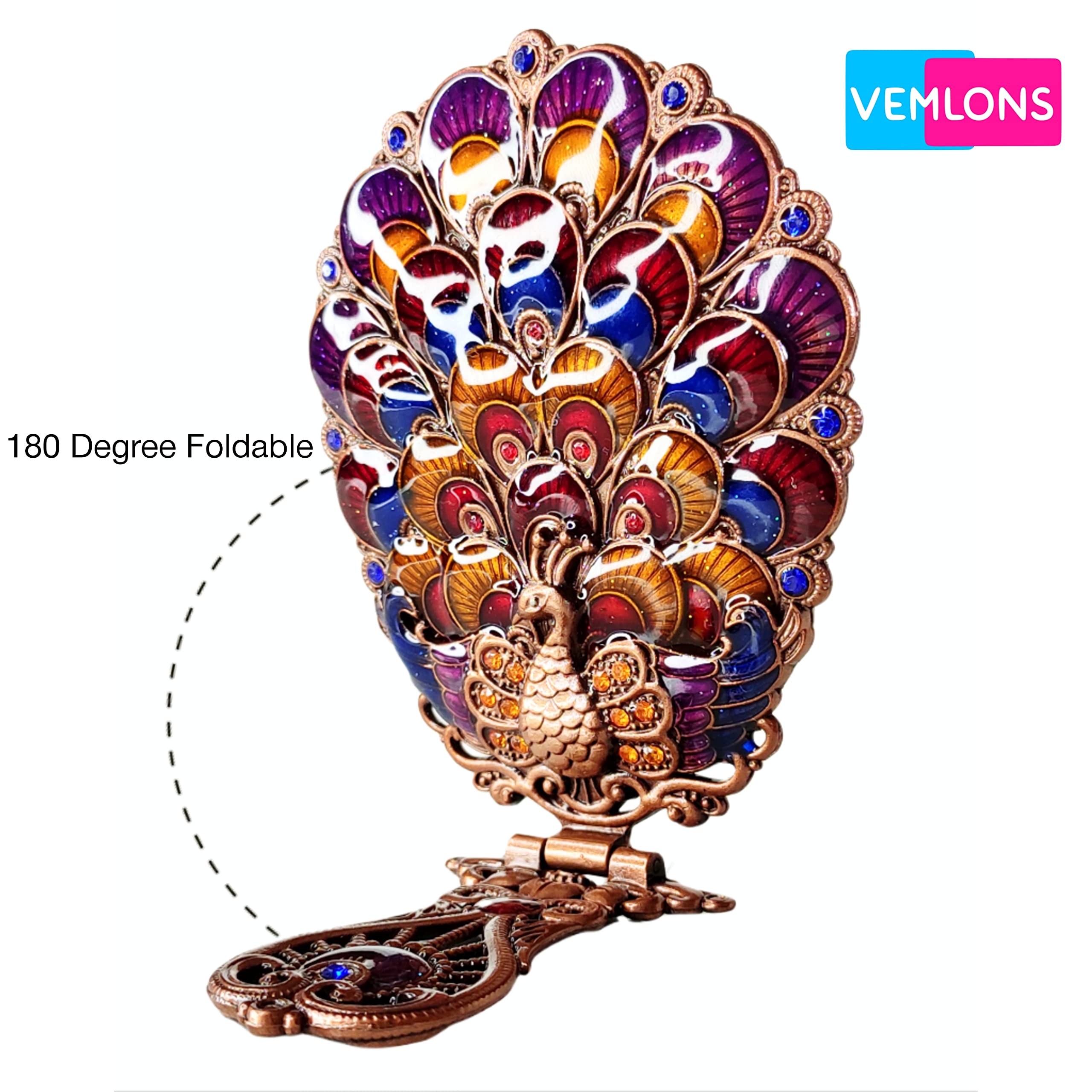 Vemlons Compact Mirror Hand Mirror Compact Mirror, Comb for Girls Antique Mirrors and Comb Set for Women and Girls 2