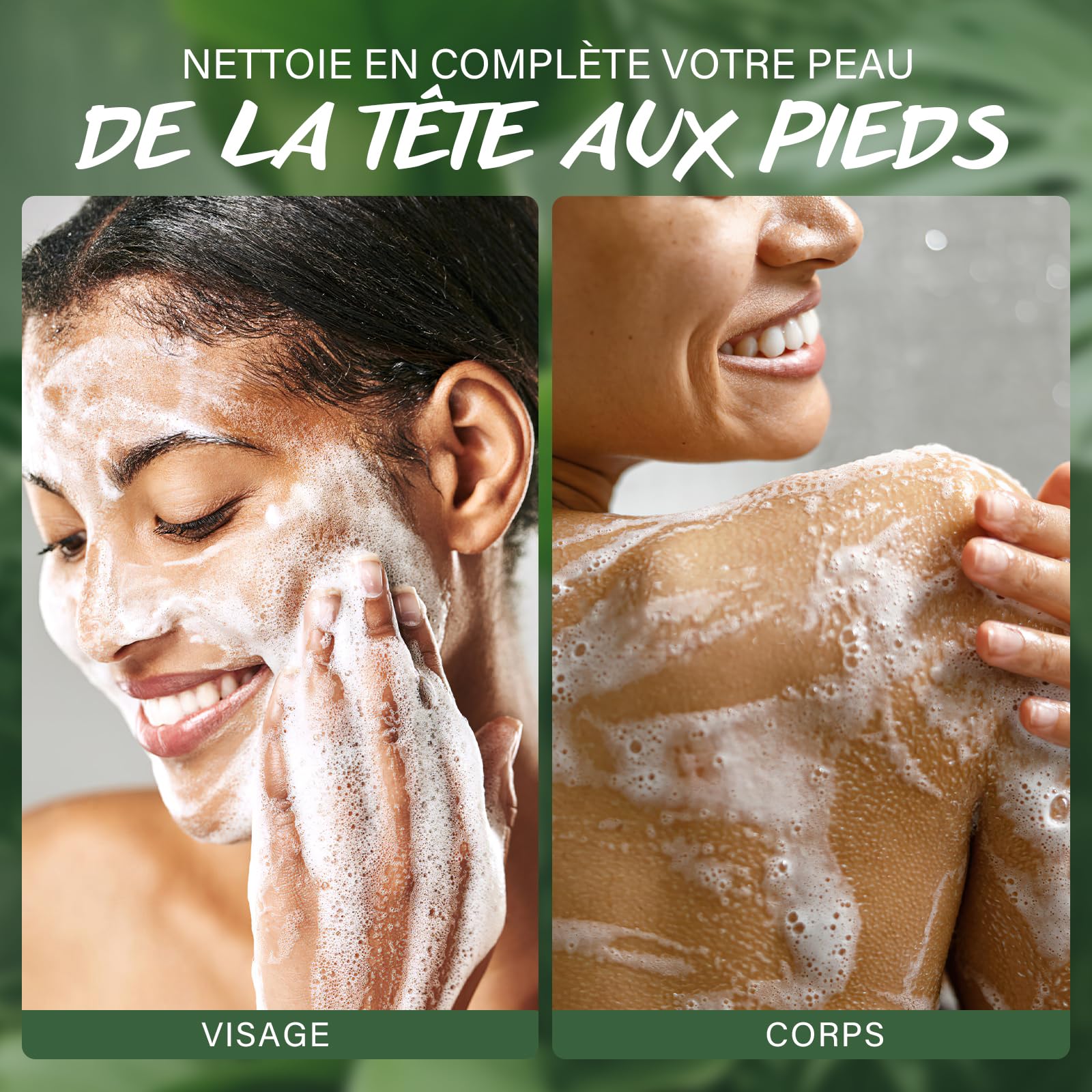 Savon à L'Huile D'Arbre à Thé, Savon de Bain Bio Pour les Mycoses CutanéEs, L'Acné et les Peaux Grasses, ÉLimine la Transpiration, les Odeurs et les DéMangeaisons, Cadeau de FêTe des MèRes, 2x150g