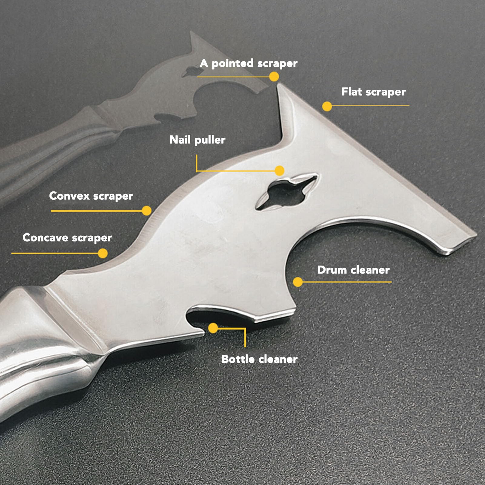 Coupe-Mastic Multifonction, Grattoir à Peinture en Acier Inoxydable, Spatule à Mastic en Métal avec Prise Confortable, Idéal pour la Peinture et la Préparation de l'apparence