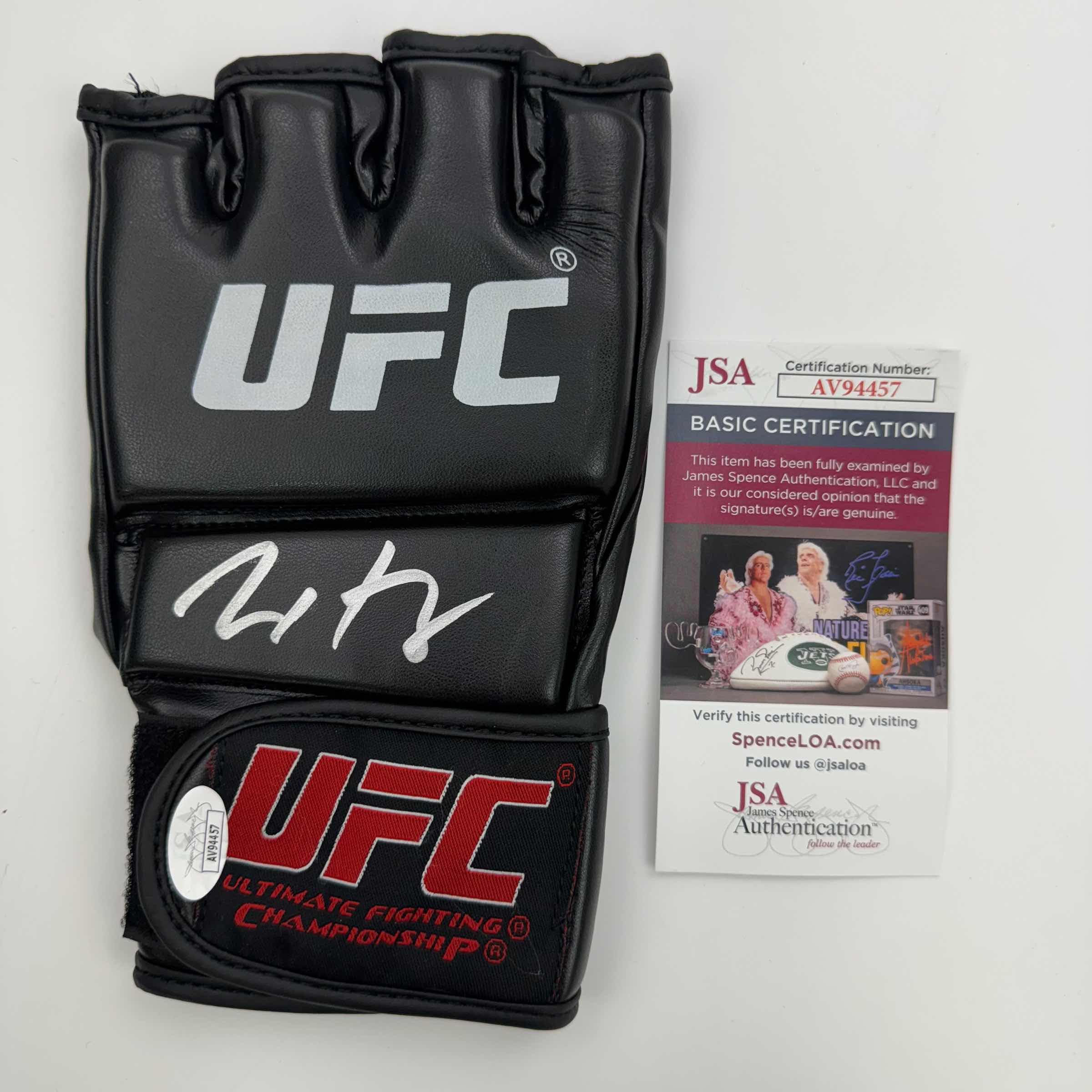 Autographed/Signed Max Holloway UFC MMA Black Fighting Glove JSA