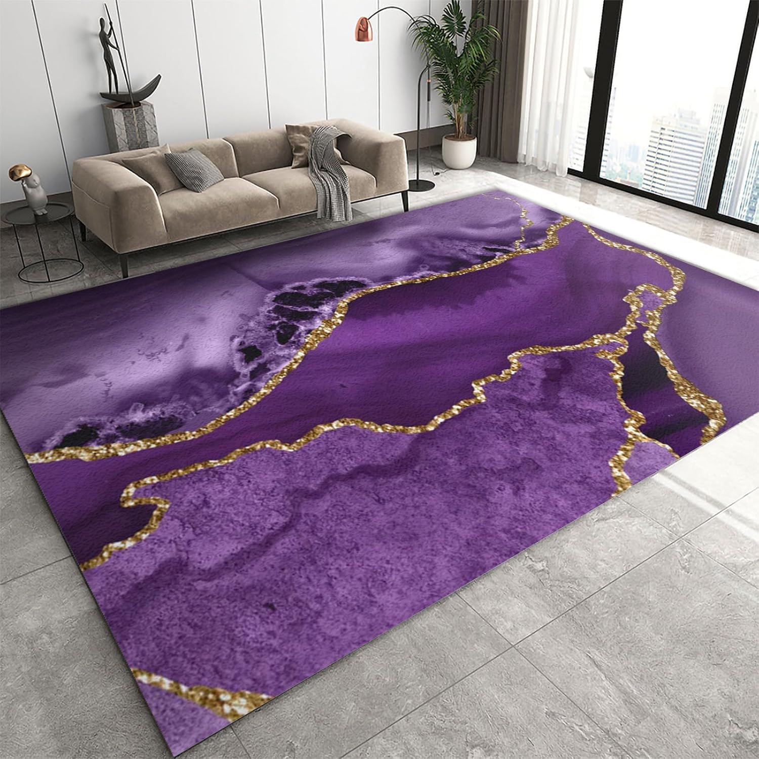 Nordic Marble Area Rugs 2x3, Modern Stylish Black Grey Gilded Marble Area Rugs, Non-Slip Machine Washable Rugs for Living Room Bedroom Dining Room Entryway Hallway Hotel Home Decor