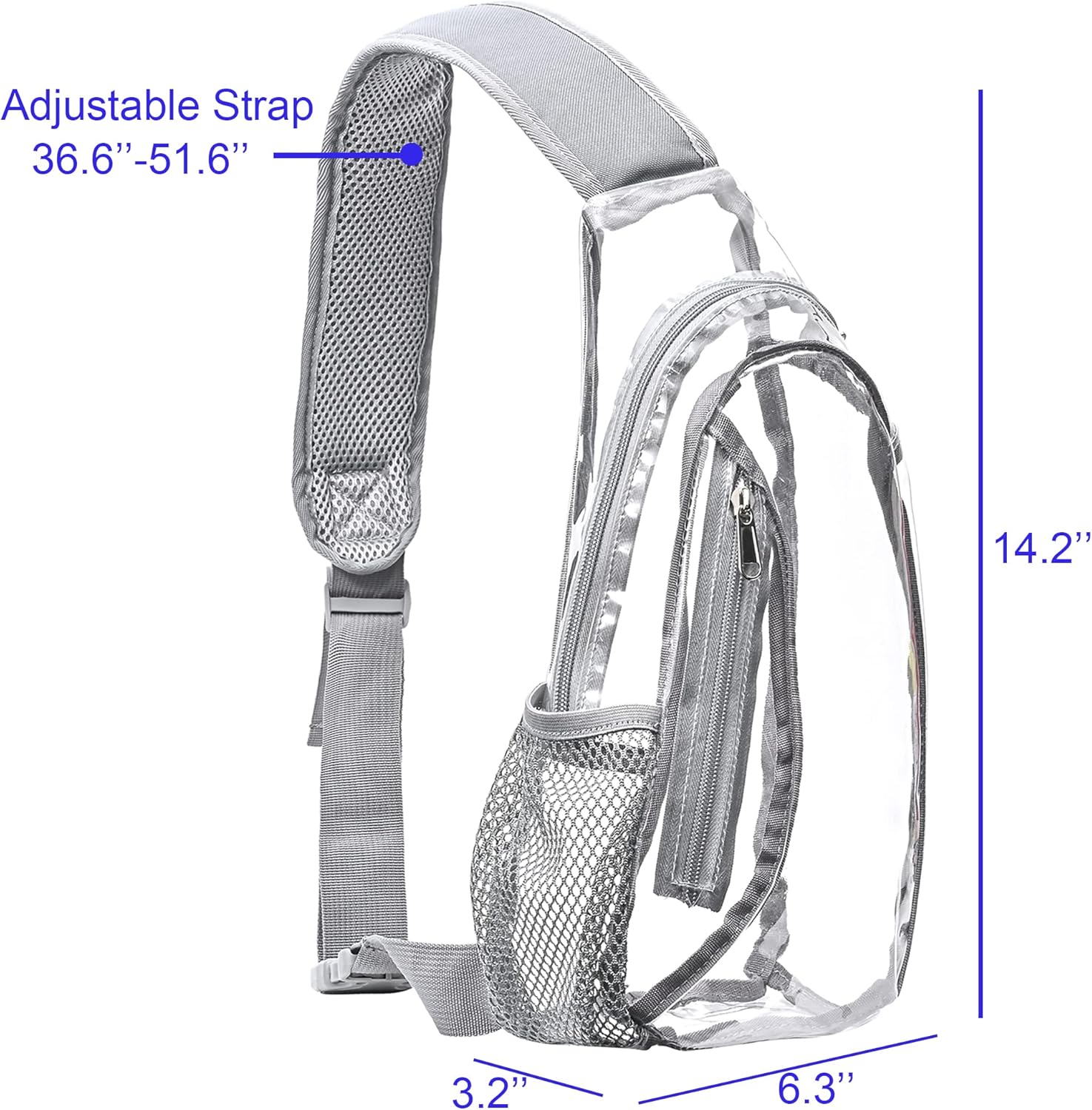 Clear Sling Bag, Stadium Approved PVC Crossbody Backpack, Clear Casual Chest Daypack for Hiking, Stadium or Concerts - Image 3