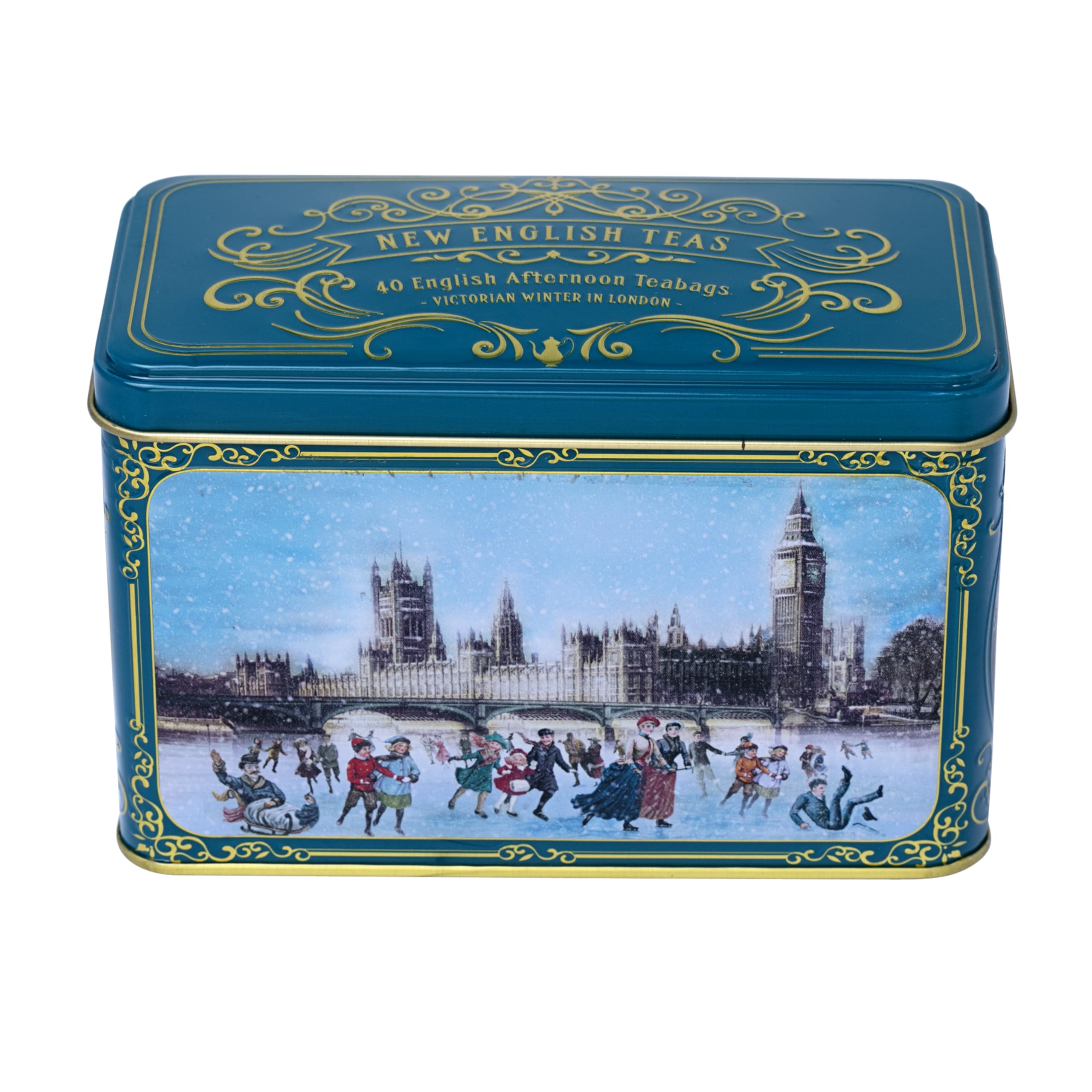 Victorian Skaters Christmas Tea Tin Teabags, 80 g