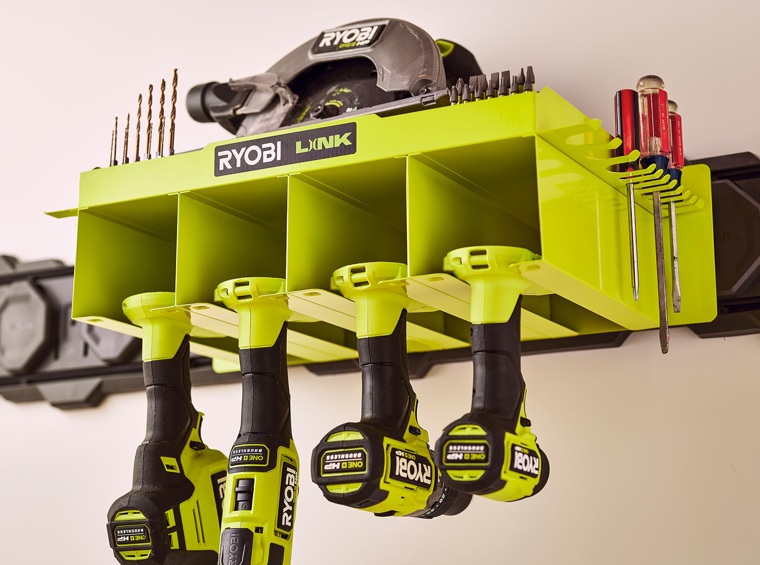 RYOBI LINK Aufbewahrungssystem RSLW401 Wandregal für ONE+ Tools (bis zu 22,7 kg Tragfähigkeit)