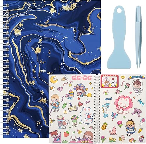 SUNEZLGO Libro de almacenamiento de calcomanías reutilizables para coleccionar, libro organizador de calcomanías en blanco A5 con 60 hojas de papel