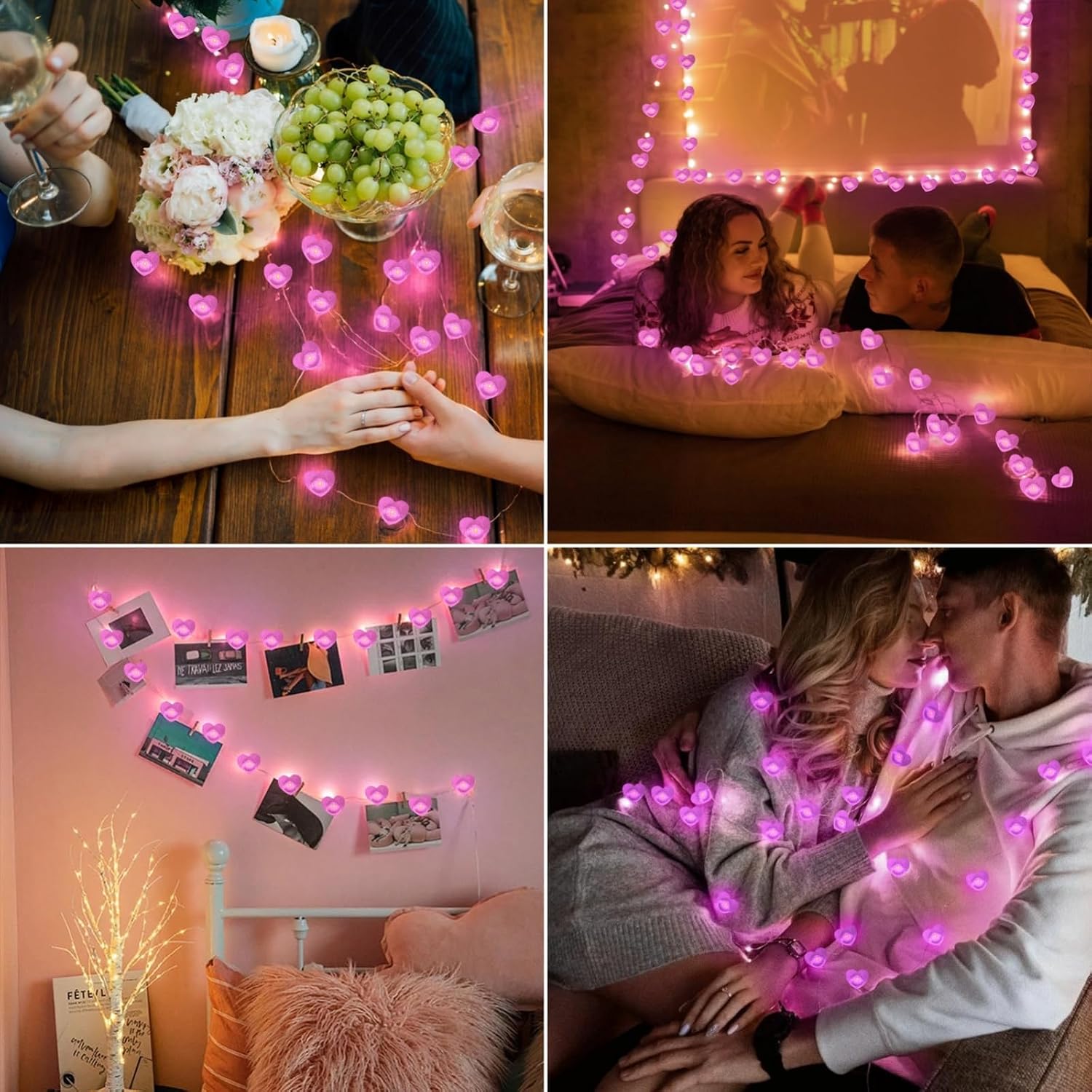 Pink Heart Fairy Lights Battery Operated 10FT 30LED Valentines String Light image 4