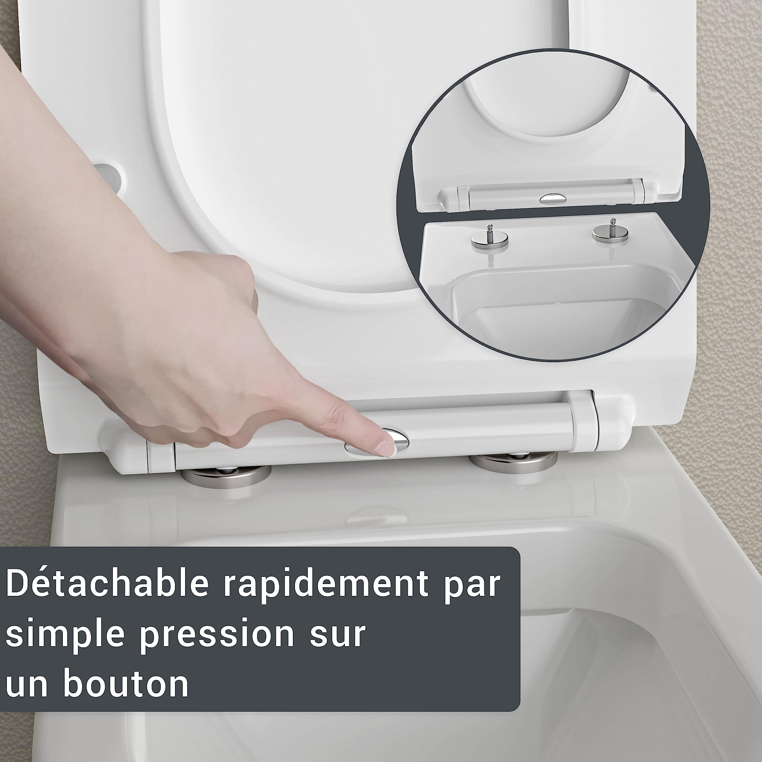 BERNSTEIN Abattant WC Plat Lunette toilettes fermeture amortie, Couvercle ovale dégagement rapide Blanc 46x36x5cm, Résistant chocs & rayures, Universel, Plastique Thermodurci Antibactérie - U2019