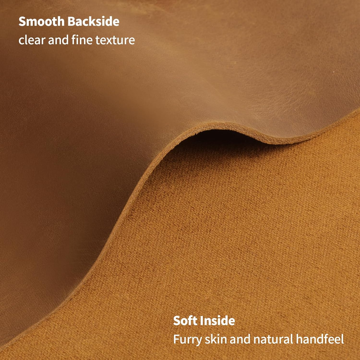 Jack&Chris 18"x24" Genuine Leather Sheet, Thick 1.8-2.0MM Crazy Horse Cowhide, Square Full Grain Leather Sheets for Crafts Sewing Tooling Hobby Workshop, Yellow Brown