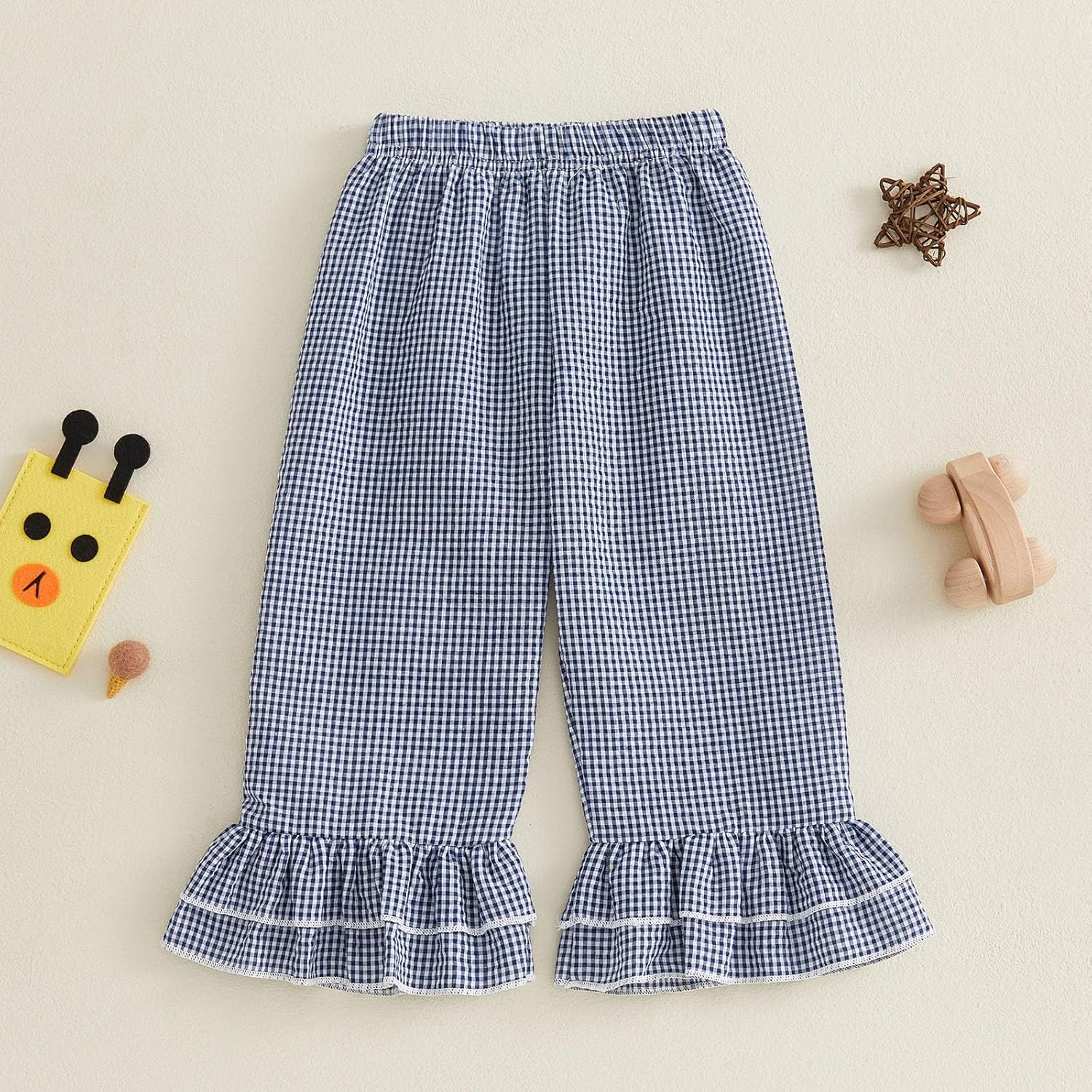 Toddler Baby Boy Girl Gingham Pants Retro Elastic Waist Checkered Plaid Long Pants Casual Sweatpants Bottoms - Image 7