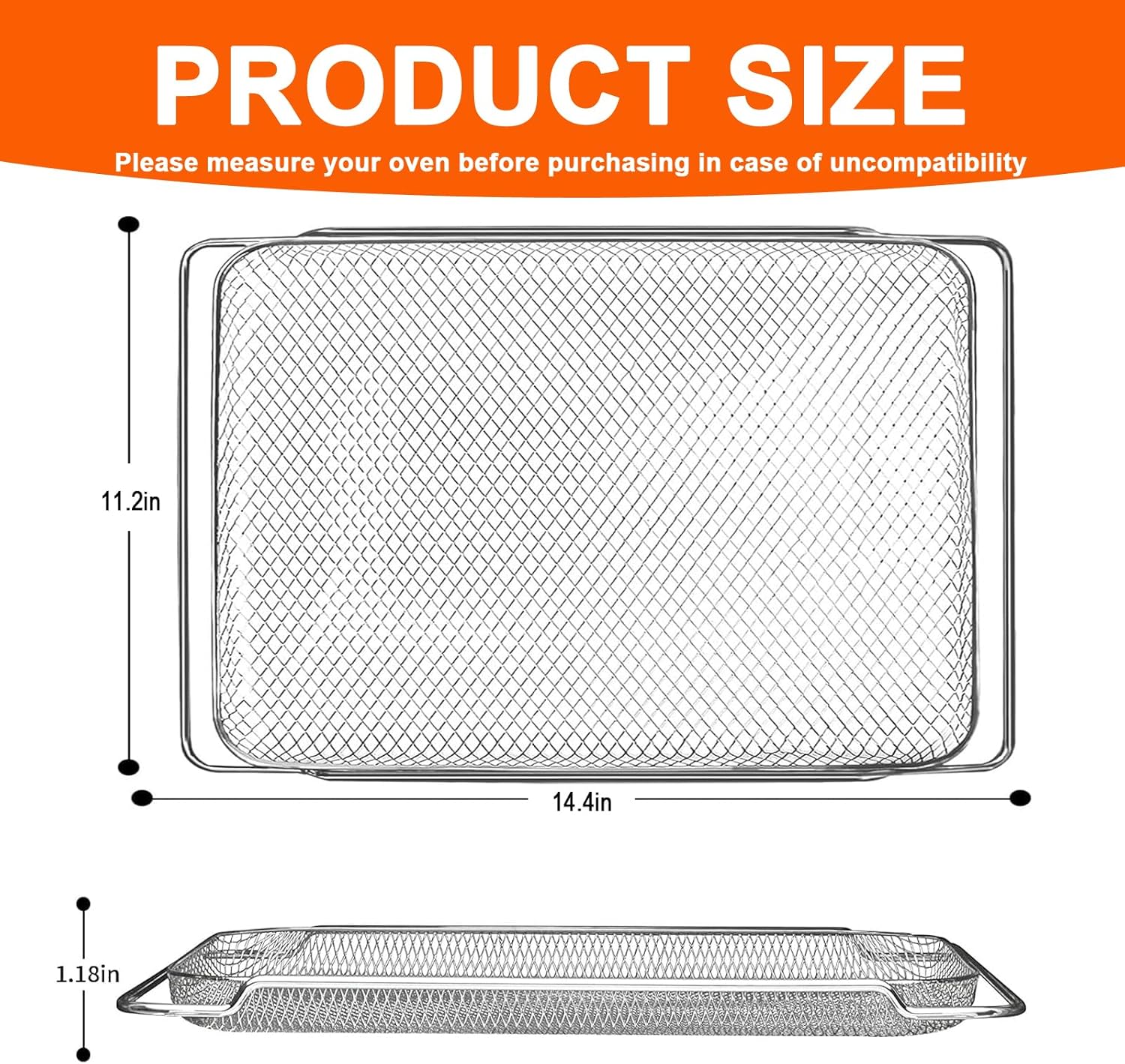 Air Fryer Basket for Ninja, Original Replacement Tray for Ninja Air Fryer & Toaster Oven, Accessories for Ninja Foodi DT201, DT251, 10-in-1 Smart XL, Stainless Steel Mesh Basket