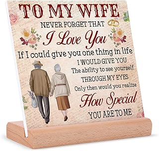 Encoink Birthday Card for Wife from Husband, Wife Birthday Card, Unique Card with Wooden Base, Wedding Anniversary Cards for Wife, Anniversary Christmas Gifts for Wife, Her