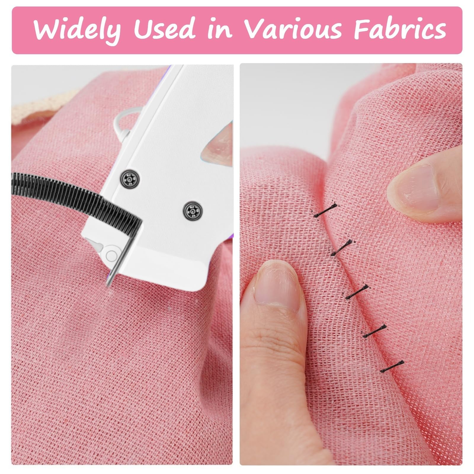 Stichpistole für Kleidung, Nähpistole für Kleidung, Nähte, schnelle Kleidungsfixierung, inklusive 1.000 schwarze Verschlüsse, 1.000 weiße Verschlüsse und 6 Nadeln (WhiteSmoke + DarkOrchid1)