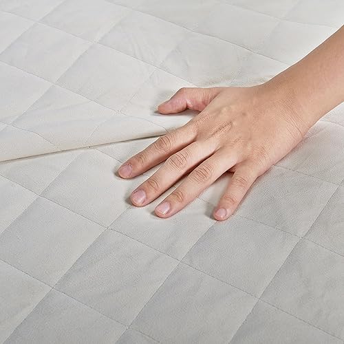 Miniatura 6 de HESTIN Juego de colcha de terciopelo de lujo de 5 piezas con patrón de diamante, colcha ligera de microfibra de color sólido con hermosas costuras