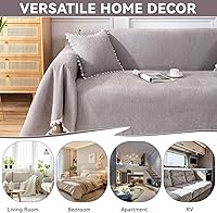 Vista 189 de VClife funda boho de sofá de felpilla para sofá seccional, funda antideslizante para sofá de 2 plazas, protector para mascotas con borlas, funda