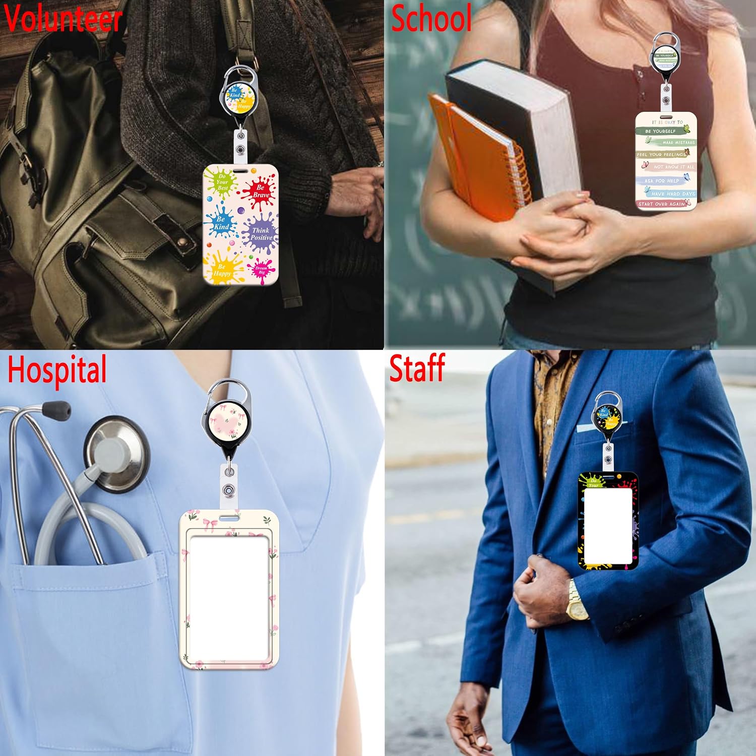 Aesthetic Pink Badge Holder Lanyard with Retractable Badge Reel Clip Cute Flowers Keychain for Women Girls Kids Nurse for ID Badge Keys Preppy School ID Holder Reel Lanyard Teachers (Buttterfly & Bow) image 4