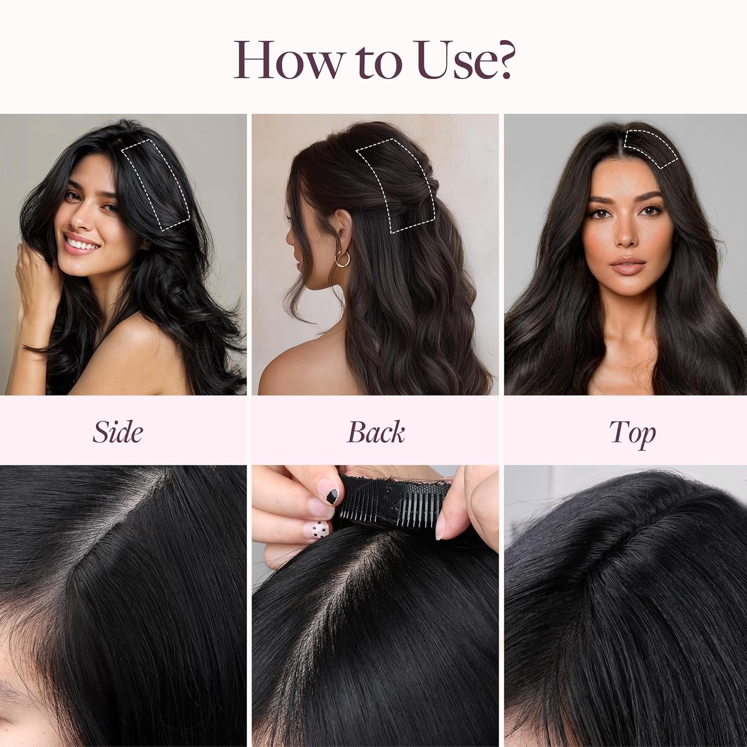 GOO GOO Scalp Hair Fill Ins, Clip in Hair Extensions, Human Hair Pieces for Women With Thinning Hair, 4/27/4 Balayage Chocolate Brown to Caramel Blonde, 16inch 30g 4Pcs