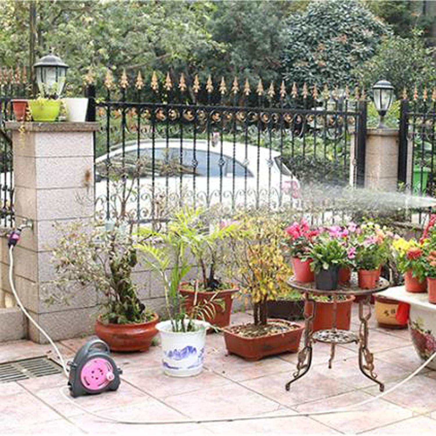 Garden Hose Holder Small Portable Garden Hose Reel Cart, Household Watering Car Washing Tools, Water Pipe Organizer Hose Holder Set, with 15M/50Ft Hose and 3 Pattern Nozzle Hose Reel Cart(Yellow)