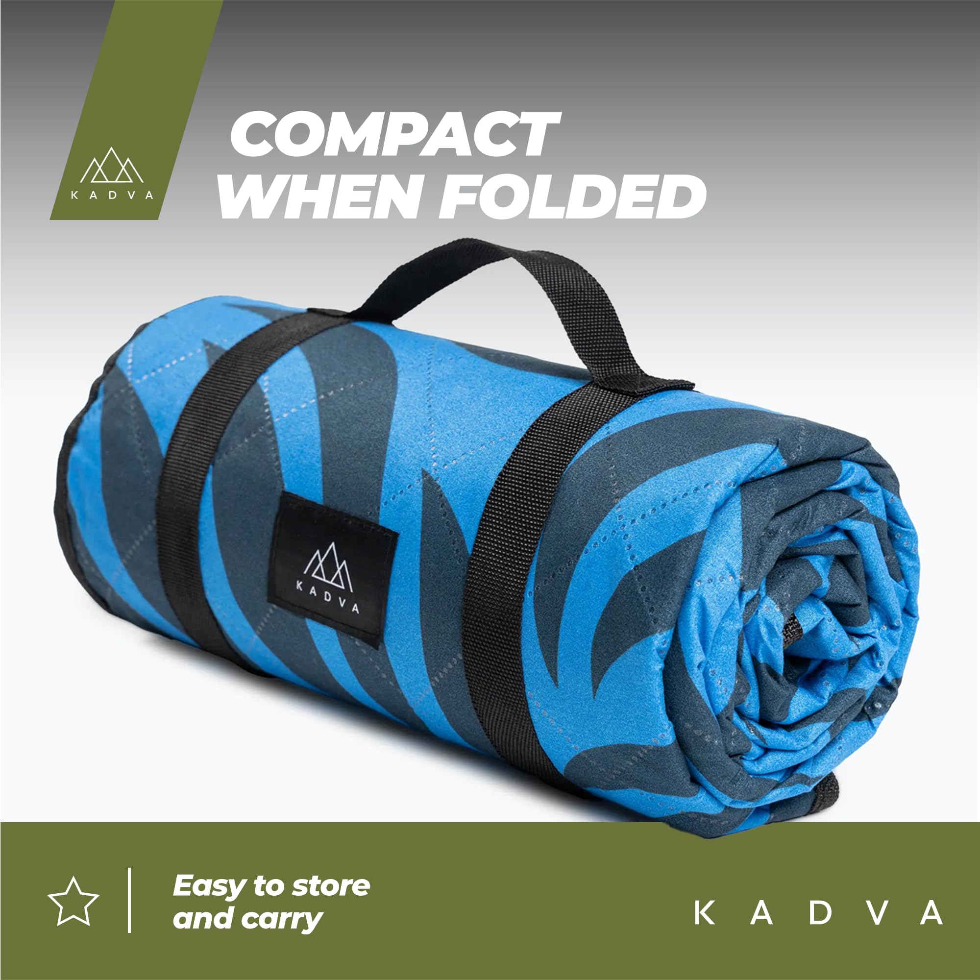 KADVA Coperta da Picnic Blu 140 x 170 cm 100% Poliestere Resistente e Confortevole