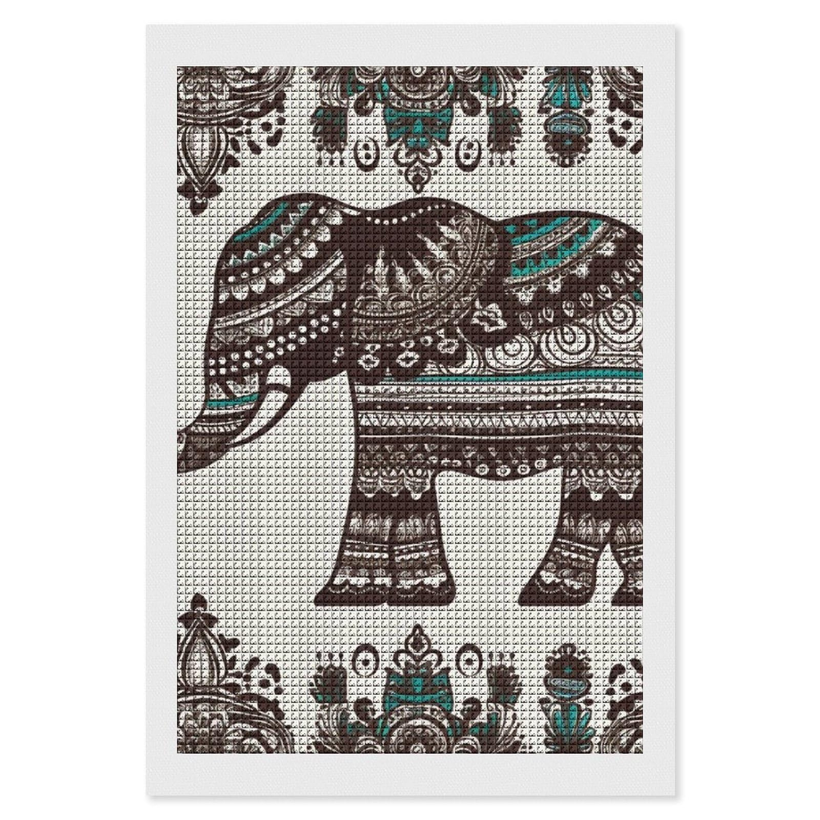 YTLKGFP Bohemian Elephant Diamond Painting Kits for Adults 5D Full Drill Square Diamond Art Kit DIY Gem Crystal Art Painting Diamonds Dots Painting Home Wall Decor for Beginners 8"x12"