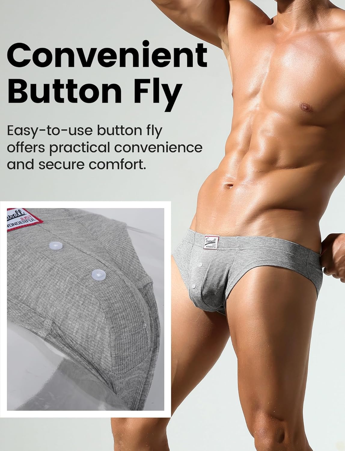 SEAUR Men's Soft Pouch Briefs Seamless Ribbed Underwear Low Rise Breathable Trunks Stretchy Underpants - Image 4