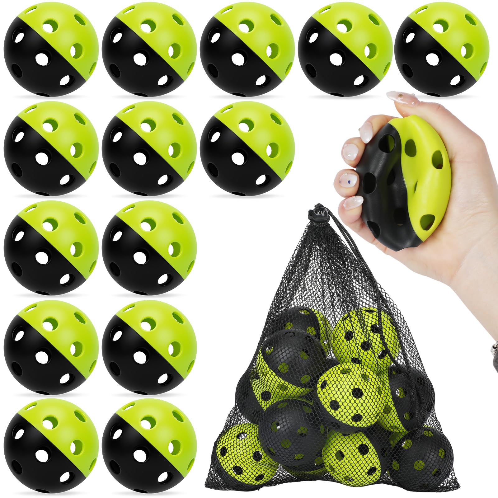 Coopay 14/48 Pack Practice Baseball Softball, Plastic Training Balls Lightweight Hollow Limited Flight Softballs for Hitting, Pitching, Batting Training Indoor Outdoor Use