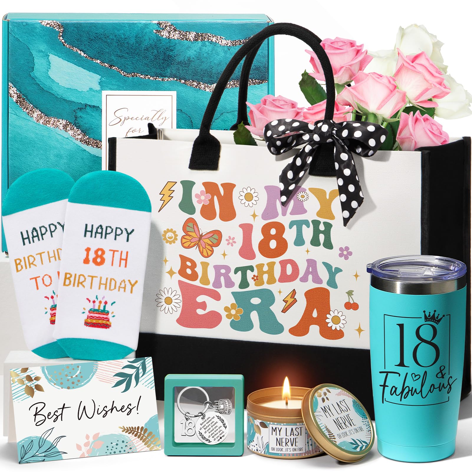 18th Birthday Gifts for Girls, Unique Gifts for 18 Year Old Girl Birthday Gifts Ideas for Women Teen Girls Sister Daughter Friends Female, Happy 18th Birthday Gifts Basket for 18 Year Old Girl Present