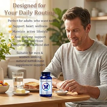 Nattokinase Supplement with 10,800 FU,Ultimate Nattokinase Supplement Organic,Odorless Fermented Soy Enzyme, Vegan, Gluten Free, Easy Daily Routine, 60 Capsules (1pc)