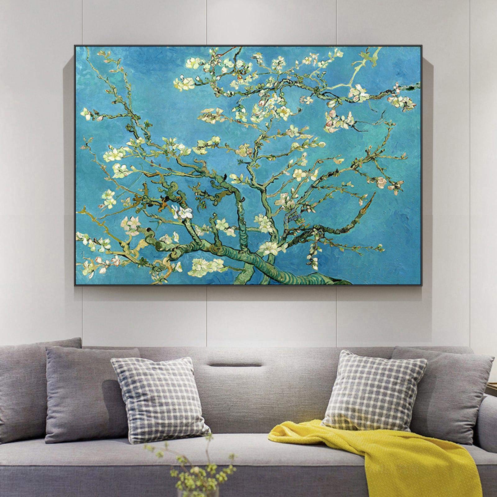 Van Gogh kwiat migdałów obrazy na płótnie sztuka na ścianę plakaty i nadruki impresjonistyczne kwiaty obrazy do dekoracji domu 60 x 80 cm bez ramy