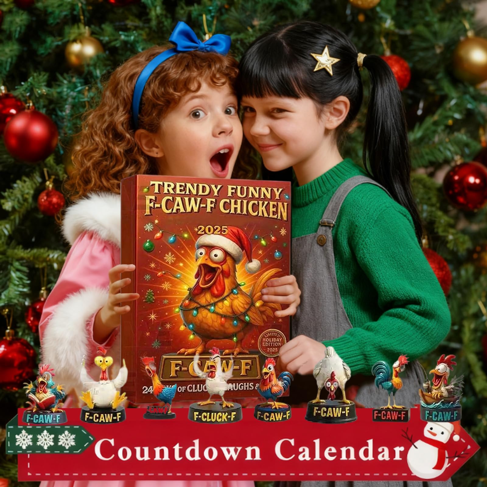 F-Caw-F Poulet Avents Calendriers 2025, 24 Jours Poulet