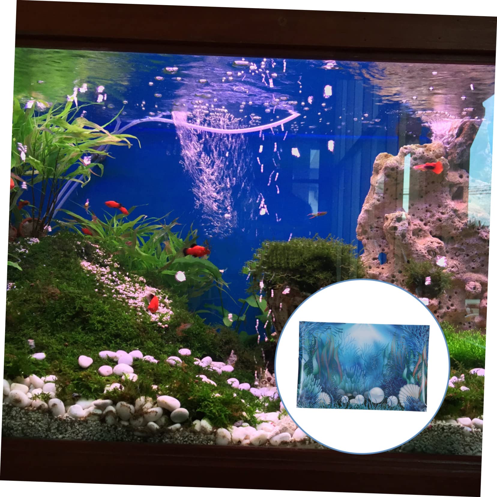 BESPORTBLE 2 Piezas Documento De Antecedentes del Tanque De Peces Decoración del Acuario En Casa Fondo De Pegatinas De Acuario Planta Pósters Decoraciones De Plantas Equipo Retirable Papel 3D