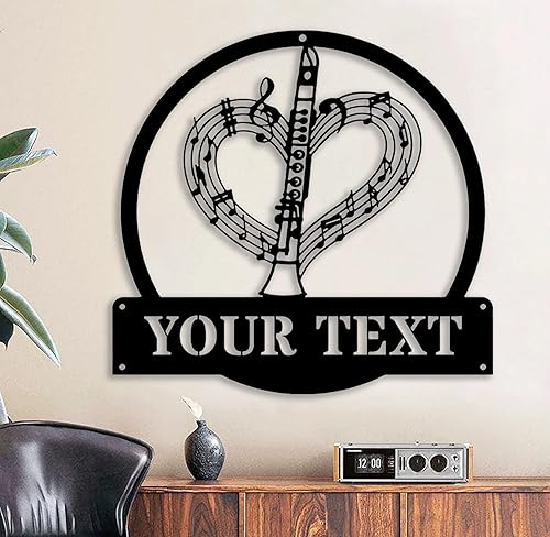 Miniatura 4 de Letrero de metal personalizado con música para clarinete con luces LED, letrero de metal personalizado para clarinete musical, regalos para hombres,
