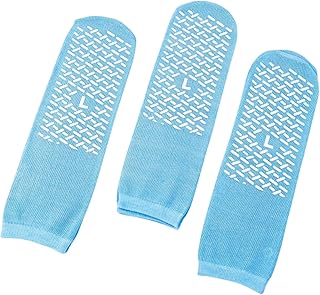 Slip Stop Safety Single Tread Slipper Socks | Non-Slip, Non-Skid Gripper Socks (3 Pair)