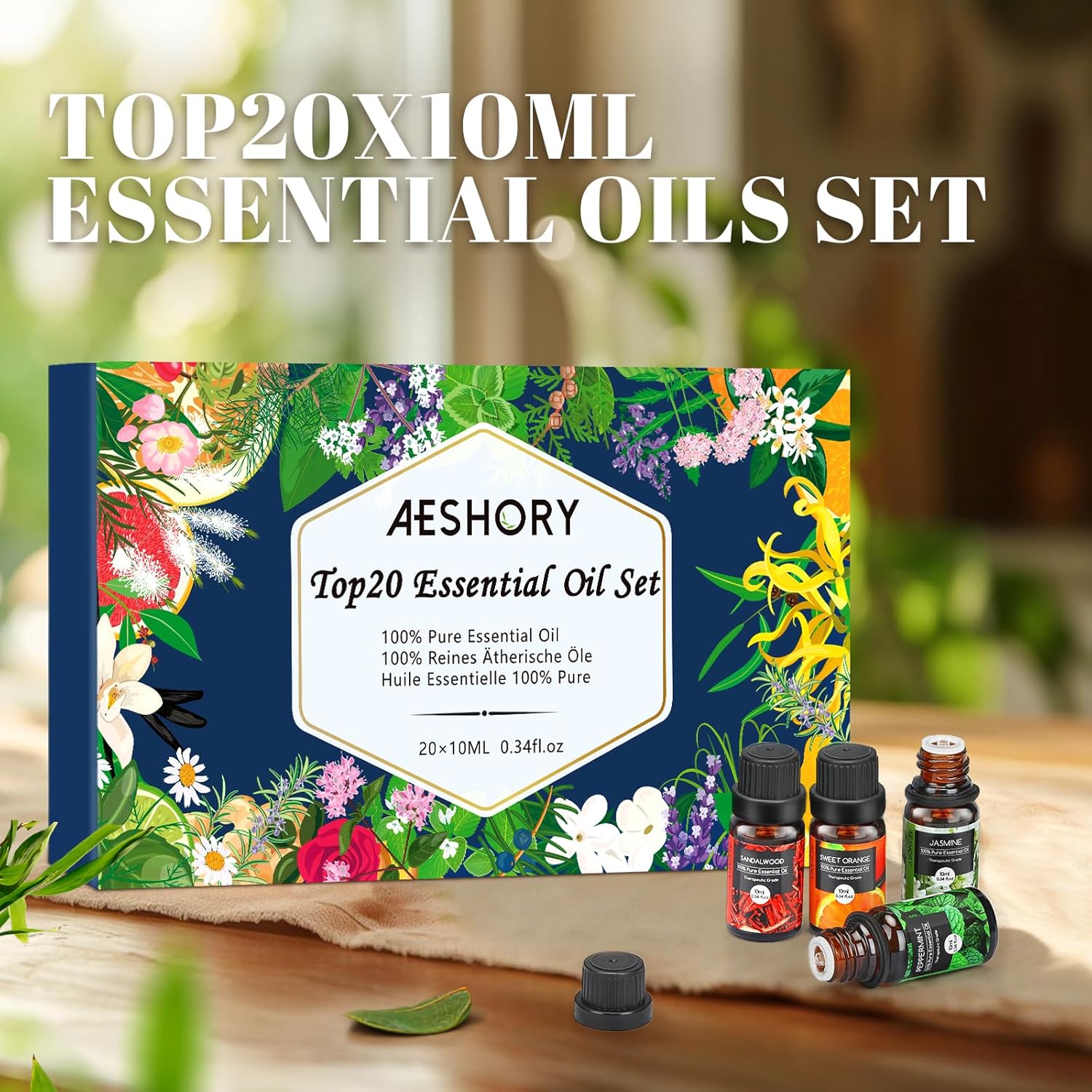 Natural Essential Oils Gift Set, 20 x 10ML Essential Oil for Diffuser, Humidifiers, Skin Care, Massage, Fragrance Oil for Candle & Soap Making, Lavender, Eucalyptus, Tea Tree More Aromatherapy Oil - Image 7