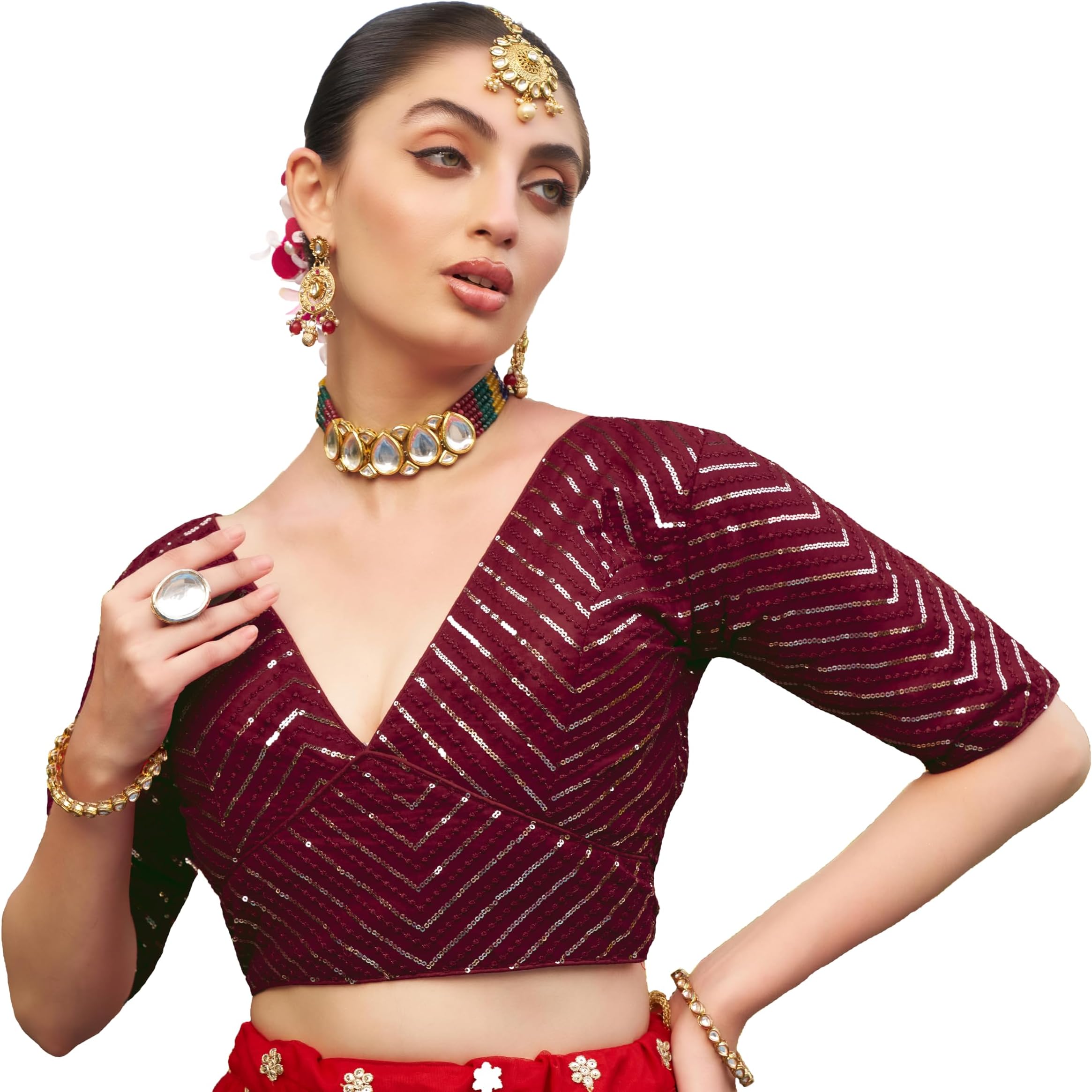 Pujia Mills Women Georgette Half Sleeve Blouse