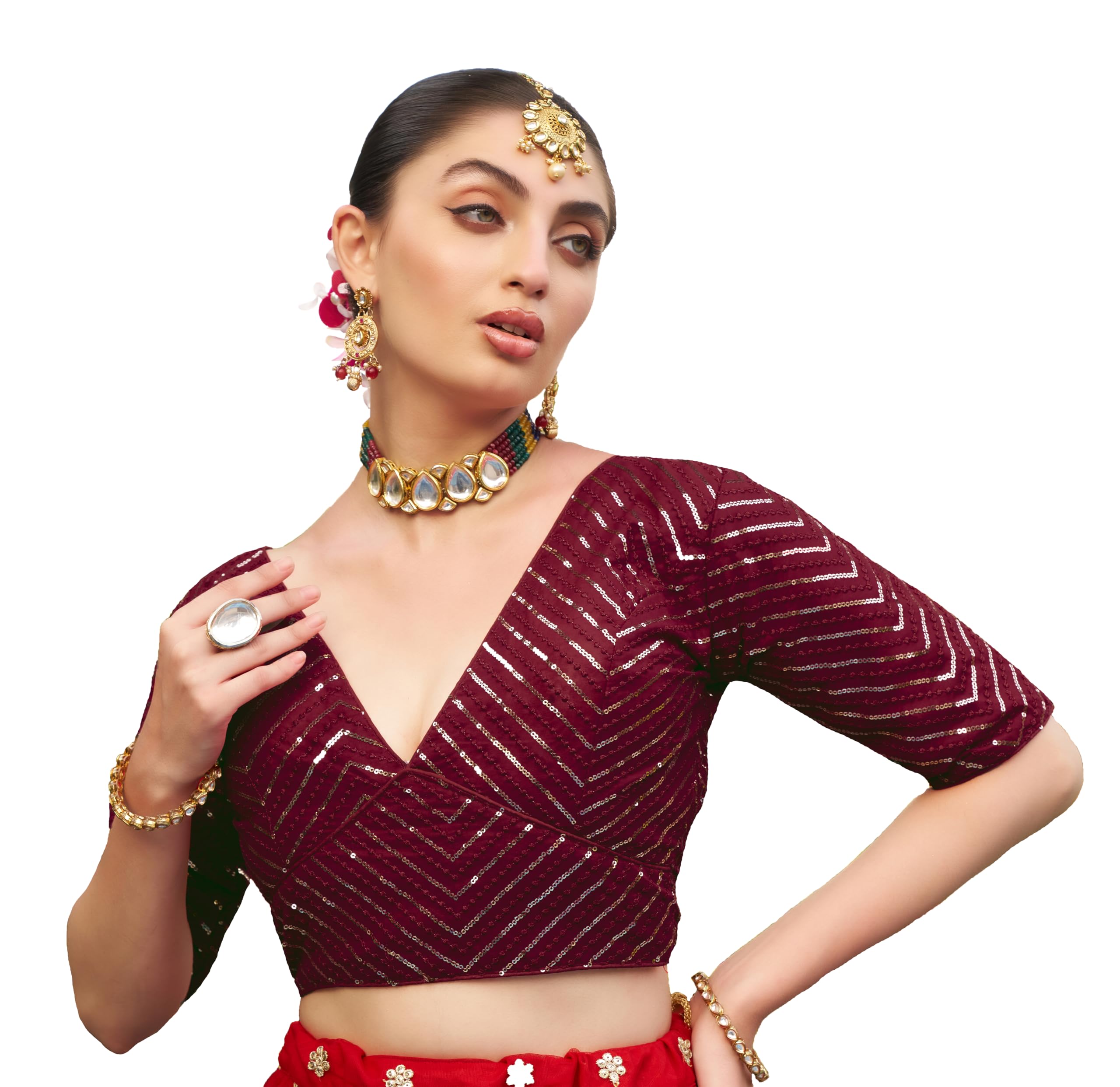 Pujia Mills Women Georgette Half Sleeve Blouse