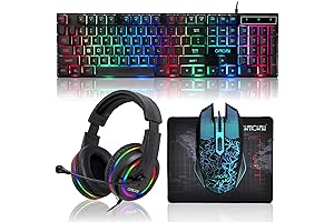 Gaming Keyboard, Mouse, Headset, Mousepad, CHONCHOW 4-in-1 Gaming Combo