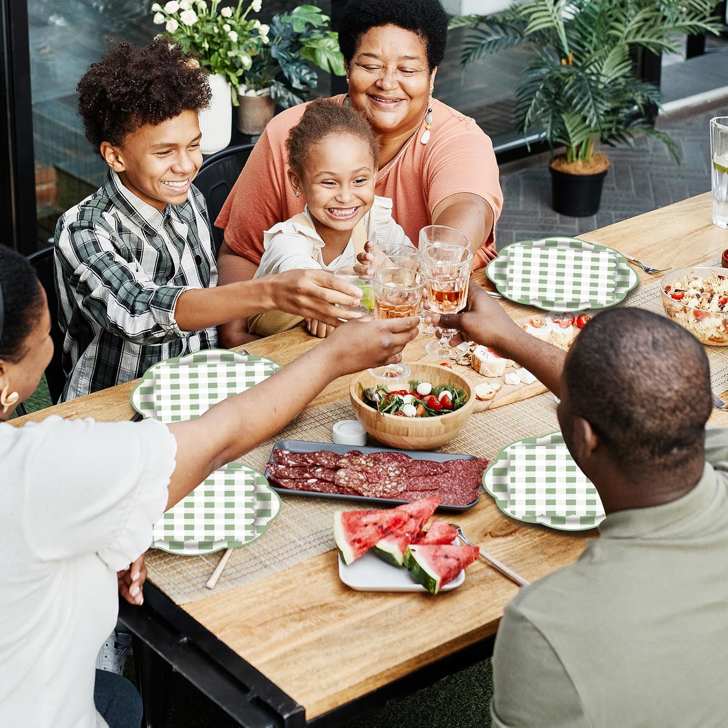 40 pcs Gingham Sage Green Paper Plates and Napkins Scalloped Dessert Cake Plates and Napkins Disposable Decorative Tableware for Birthday Picnic Baby Shower Wedding Party Supplies(Serves 20) - Image 7