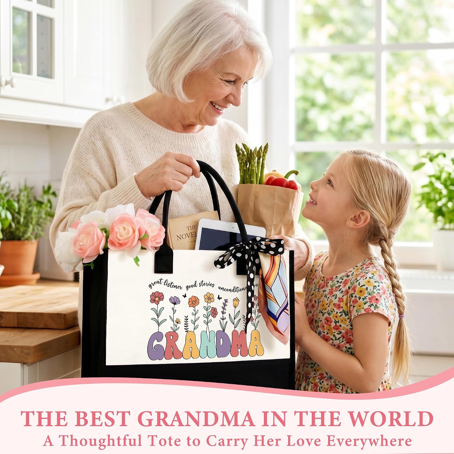 Grandma Gifts for Grandma Birthday Gifts from Grandkids Unique New Grandmother Gift for Nana Gift Ideas for Grandmas Cool Presents for Grandmas Bracelet Tote Bag Cup Candle Socks Acrylic Puzzle image 3